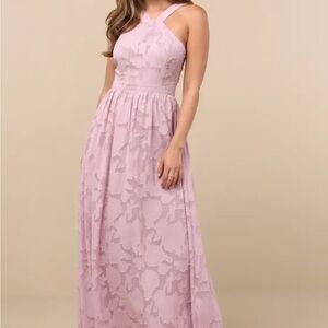 NWT Lulus Love and Beyond Mauve Burnout Floral Maxi Dress S